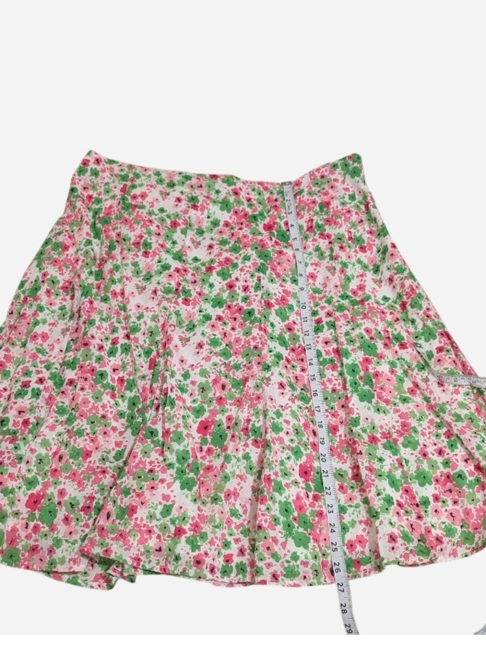 Pre-owned Dress Barn Pink and Green Floral Skater Skirt - Picture 2 of 8